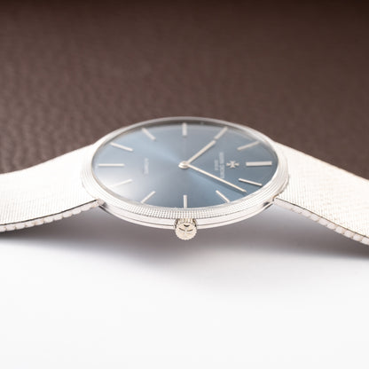 Vacheron Constantin Automatic Blue Ultra-Thin 18K White Gold Clous de Paris Hobnail with Papers Ref. 7416 from 1973