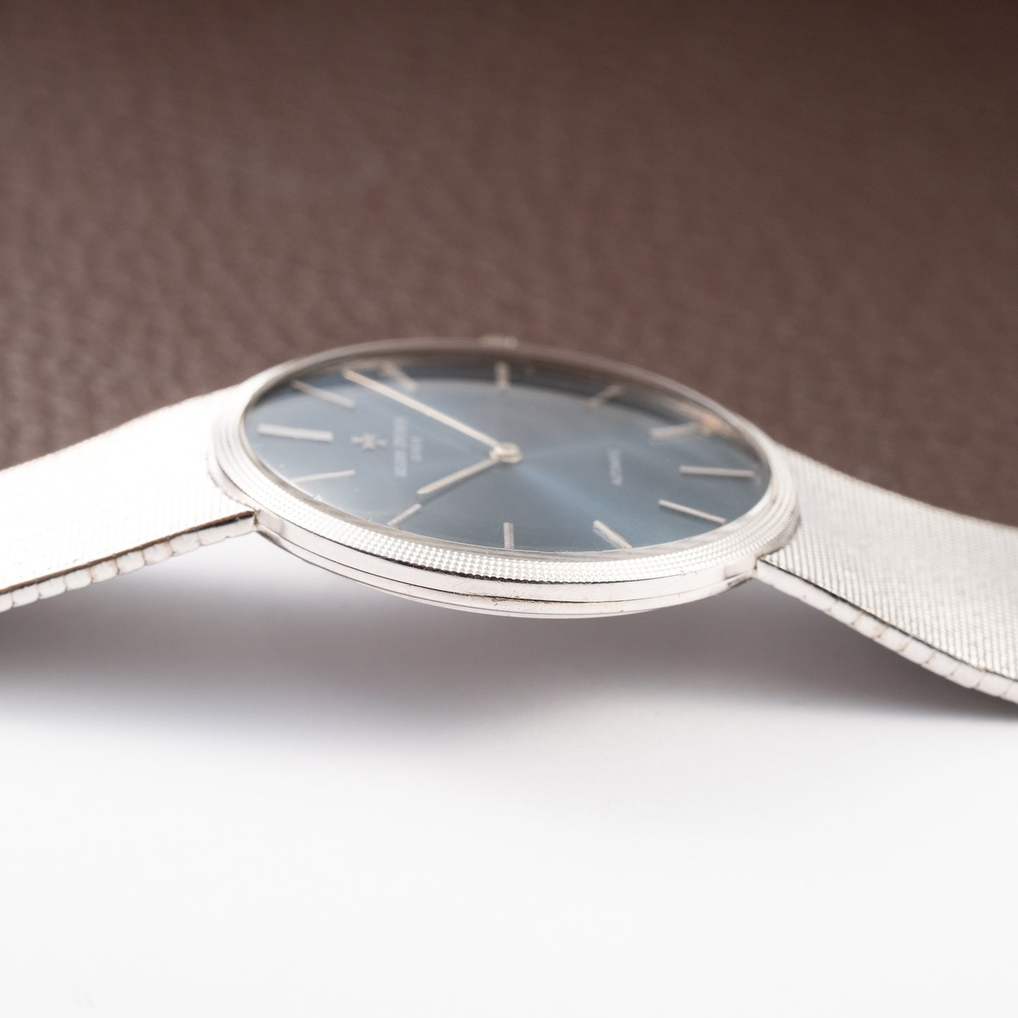 Vacheron Constantin Automatic Blue Ultra-Thin 18K White Gold Clous de Paris Hobnail with Papers Ref. 7416 from 1973