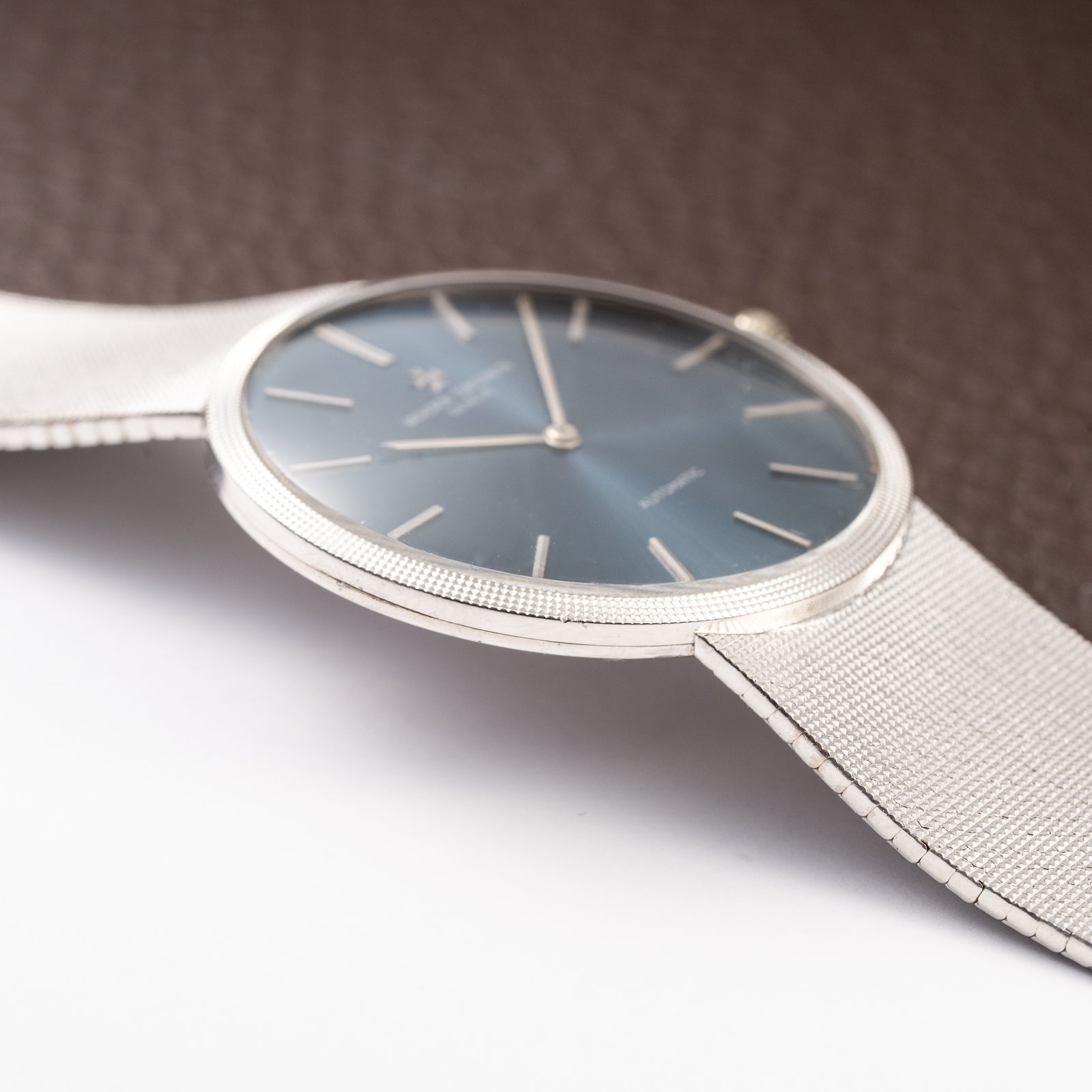 Vacheron Constantin Automatic Blue Ultra-Thin 18K White Gold Clous de Paris Hobnail with Papers Ref. 7416 from 1973