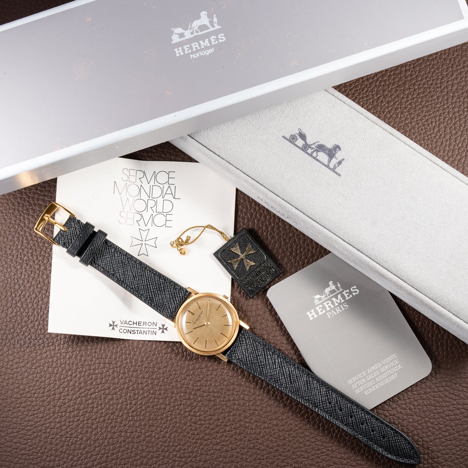 Vacheron Constantin Hermès Paris Ultra-Thin Dress Watch 18K Yellow Gold With Box & Papers Cal 1003 Ref. 6351