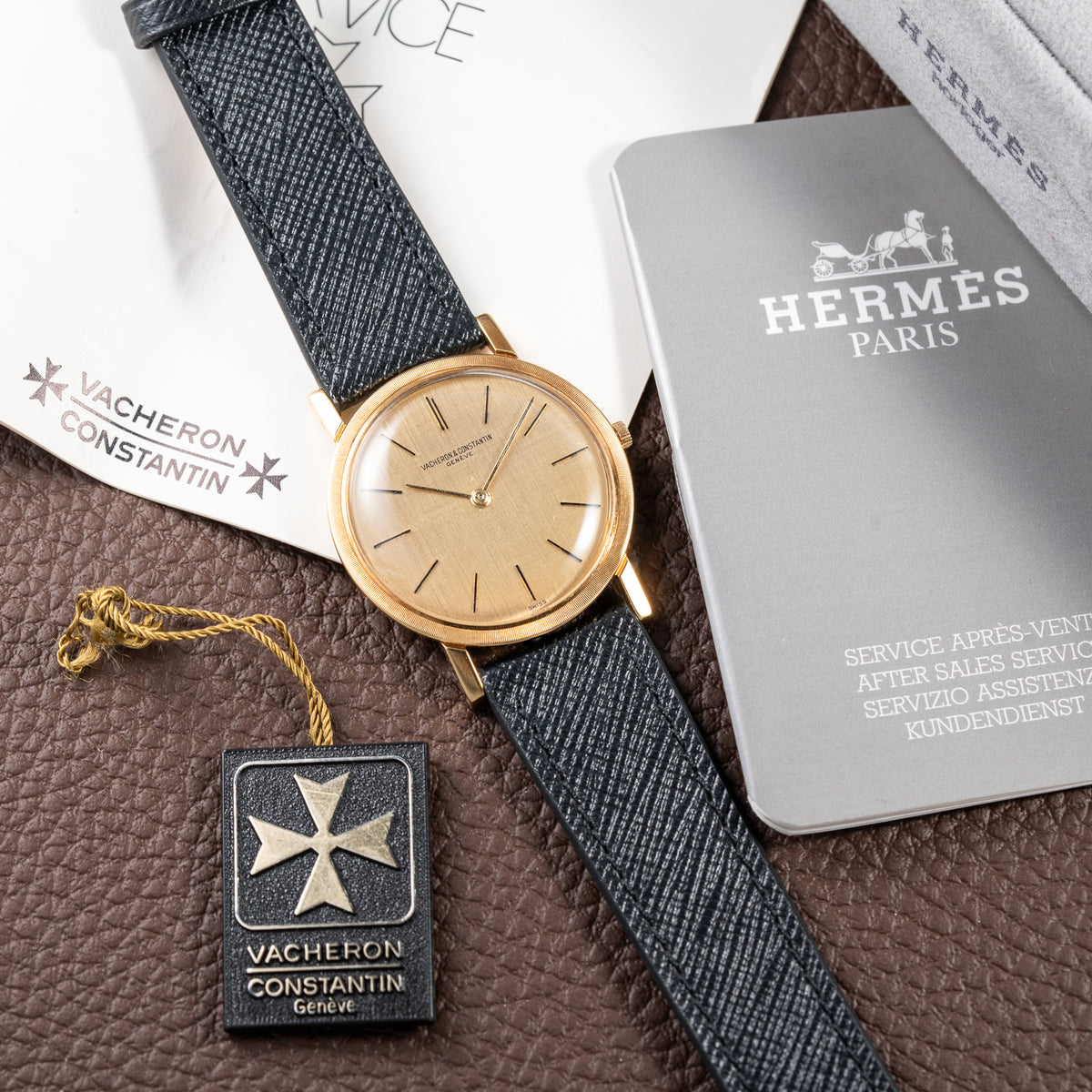 Vacheron Constantin Hermès Paris Ultra-Thin Dress Watch 18K Yellow Gold With Box & Papers Cal 1003 Ref. 6351