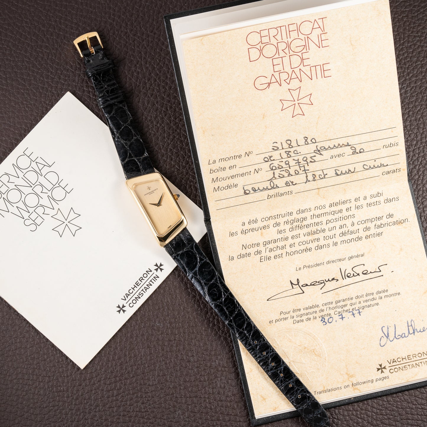 Vacheron Constantin “Prestige de la France” 18K Yellow Gold Full Set from 1977 Ref 15207