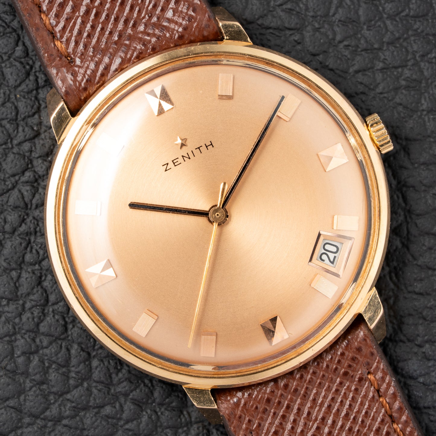 Zenith Dress Watch Ultra-Thin “Pink on Pink” 18K Rosé Gold with Spider Lugs from 1950s