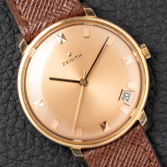 Zenith Dress Watch Ultra-Thin “Pink on Pink” 18K Rosé Gold with Spider Lugs from 1950s