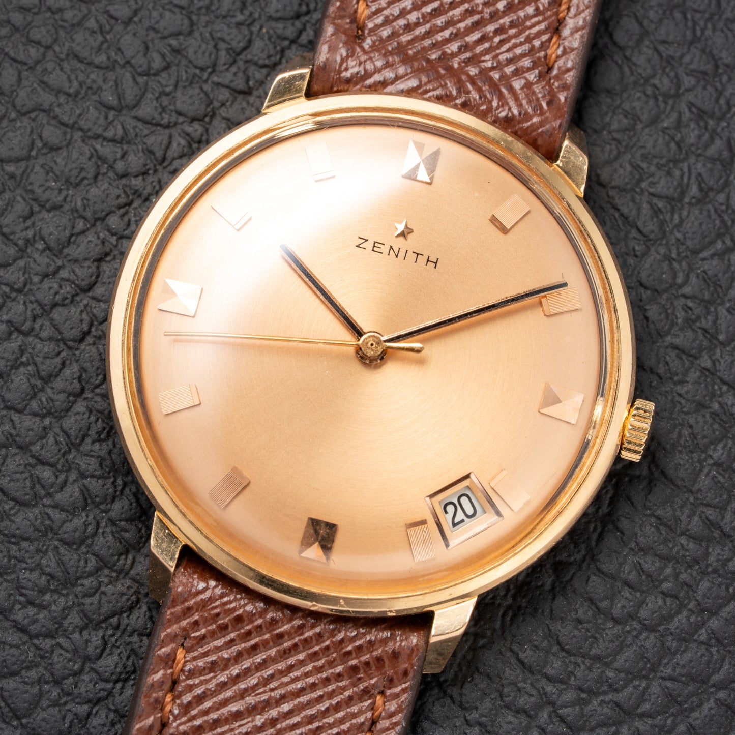 Zenith Dress Watch Ultra-Thin “Pink on Pink” 18K Rosé Gold with Spider Lugs from 1950s